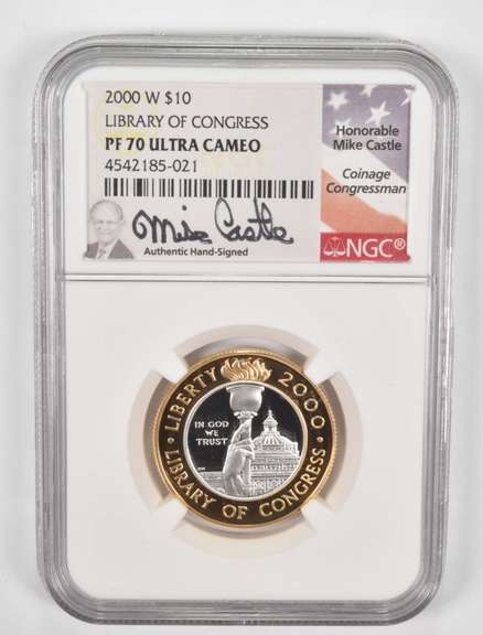 PF70UCAM 2000-W $10 Library Of Congress Commem. Coin Signed NGC