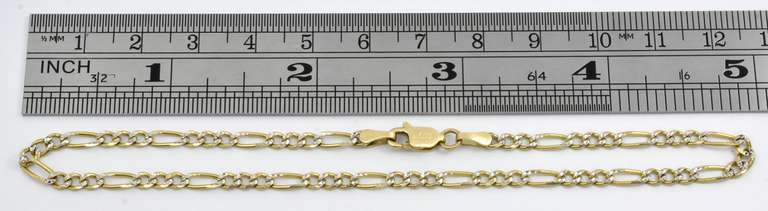 Durable Bi-Color 14k Figaro Link Anklet