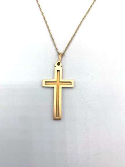 14KT GOLD CROSS NECKLACE ON CHAIN