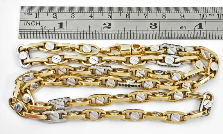 Estatr White & Yellow Gold Fancy Link Necklace