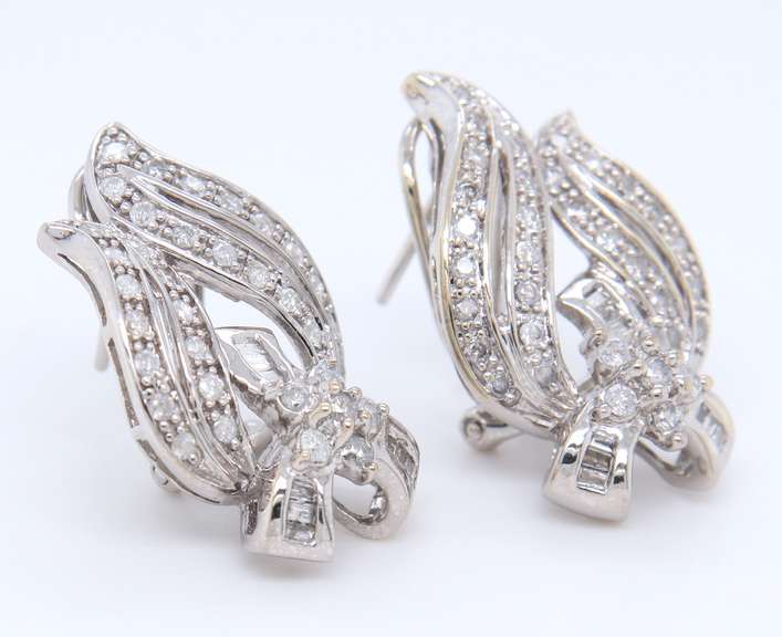 Dazzling White Gold Diamond and Bagutte Earrings