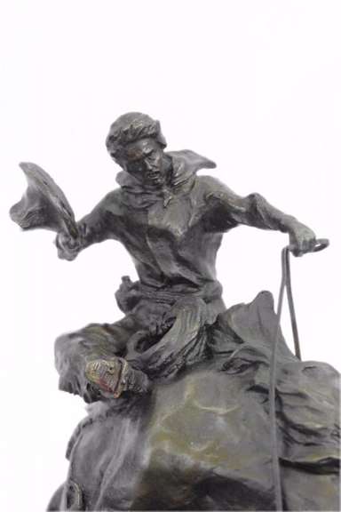 Cowboy with Bucking Horse Bronze Sculpture