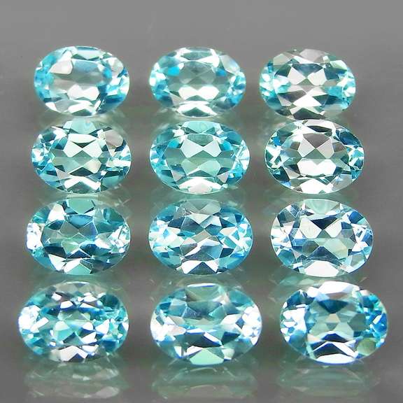 Matched! 12 piece 17ct full fire sky blue Topaz set