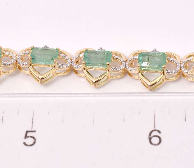 Spectacular 22.08CTW Emerald & 2.02CTW Diamond Heart Necklace in Gold Plated Sterling Silver