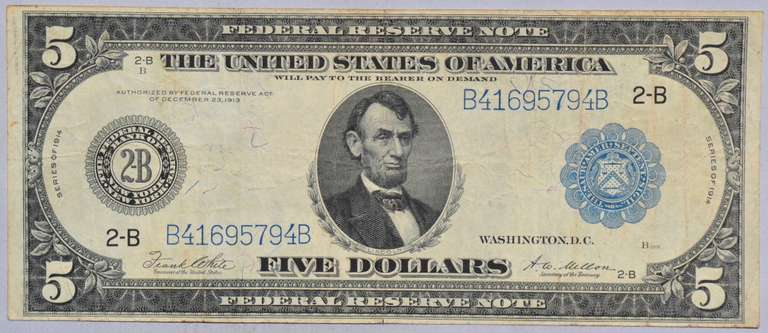 $5 Series of 1914 Fed Reserve Note