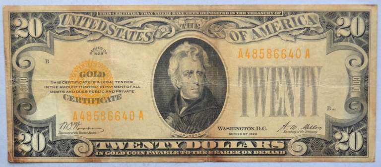 1928 $20 Gold Certificate