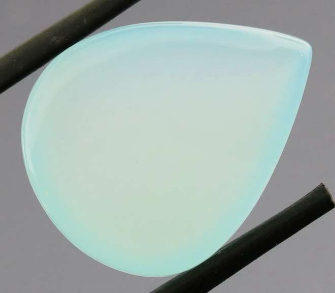 Glowing 18.36ct untreated pear Chalcedony cabochon
