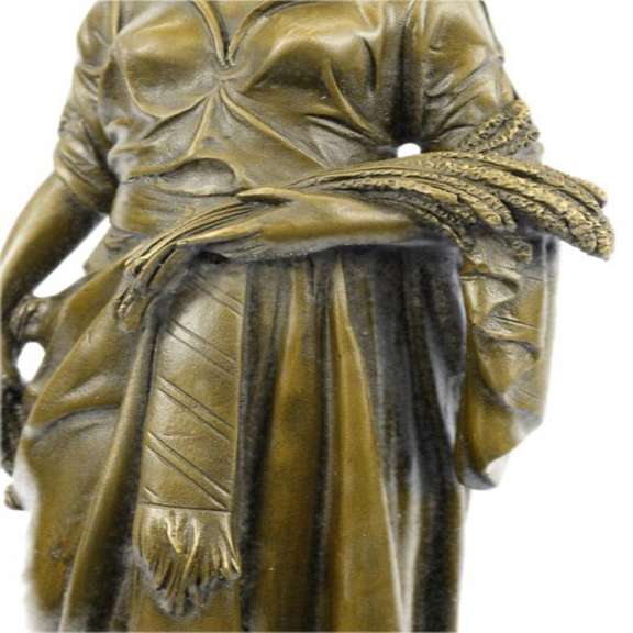 Young Woman with a Bundle of Wheat Bronze Sculpture