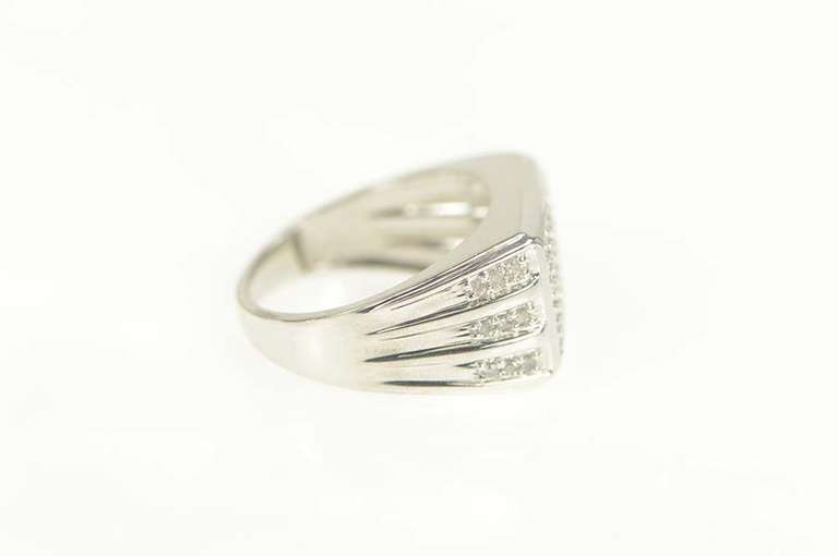 14K White Gold 0.66 Ctw Pave Diamond Squared Men's Ring