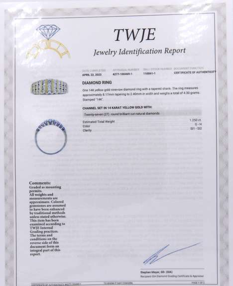 Fantastic Yellow Gold 1.25ctw Channel Set Diamond Band