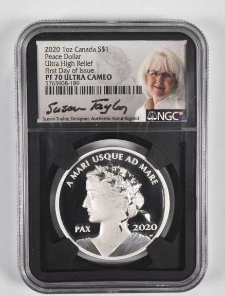 PF70UCAM 2020 Canada 1 Dollar 1 Oz .999 Silver - Peace - Signed - NGC
