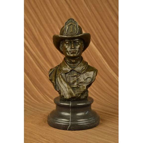 Fireman Fighting Fire in Action Bronze Statue