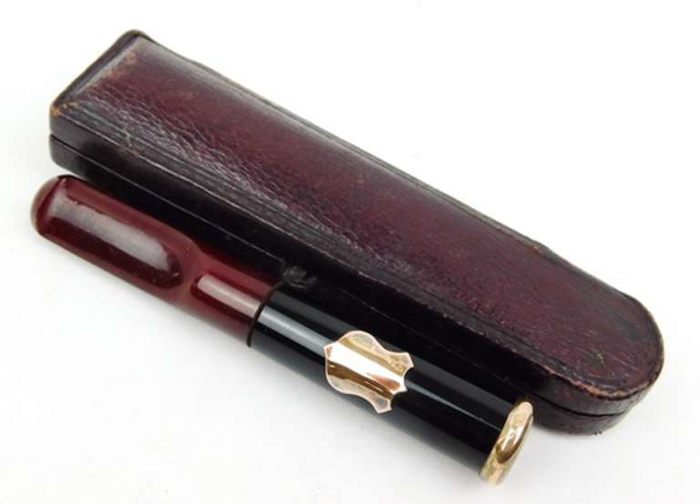 Early Cigar Holder with Leather Case