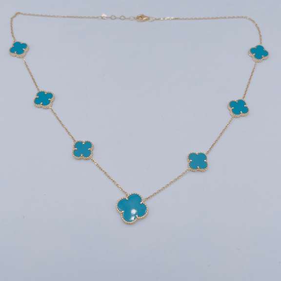 14kt Solid Yellow Gold & Turquoise Necklace