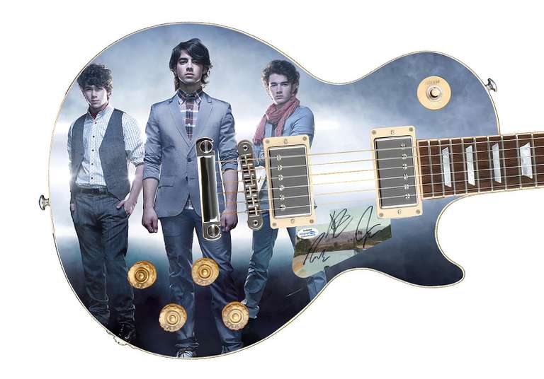 Jonas Brothers Autographed Signed Custom Photo Graphics Guitar ACOA