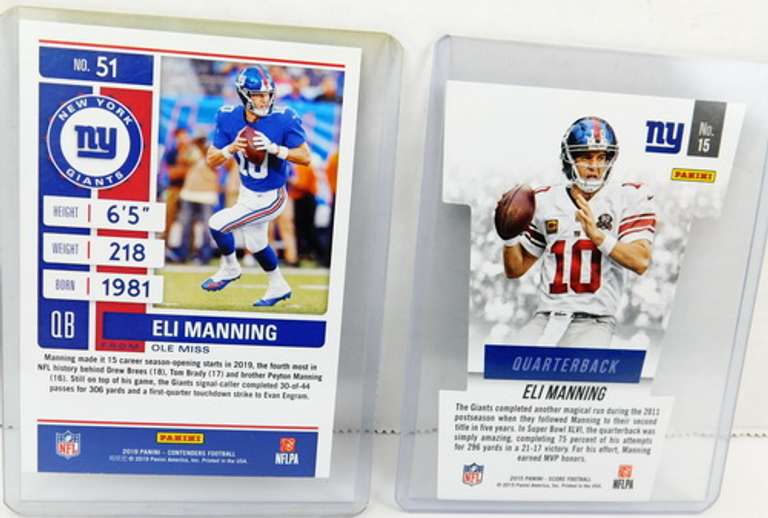 2 Eli Manning Football Cards by Panini