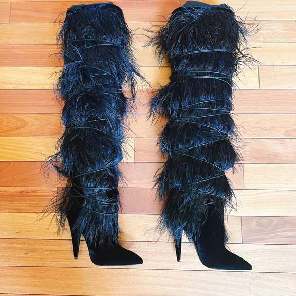 Brand New Saint Laurent Ostrich Boots! Retail $10,000!