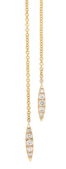 New Yellow Gold Gabriel & Co Pave Diamond Spike Lariat Necklace