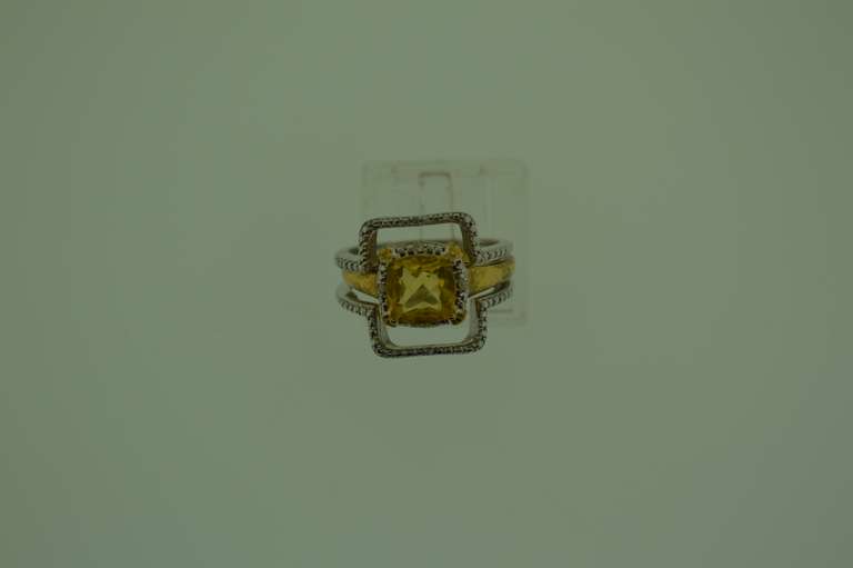 Sterling Silver Cushion Cut Citrine Ring