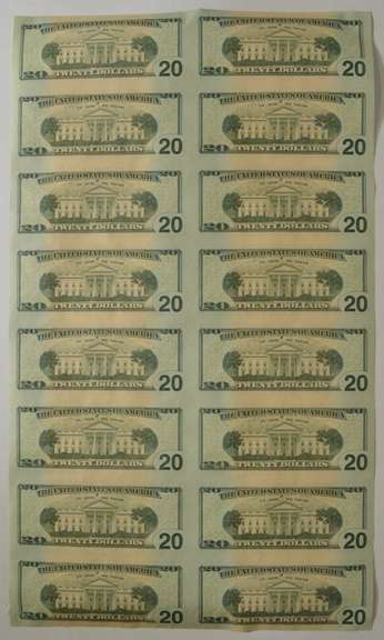 Sheet Of 16 2004-A $20 Federal Reserve Notes - Uncut Sheet Of Notes!