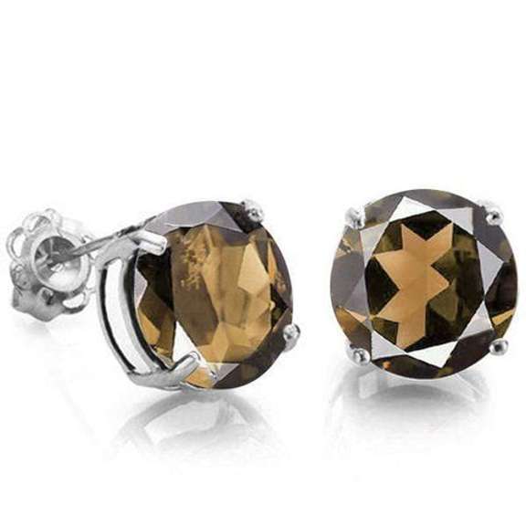 1.01 CT SMOKEY TOPAZ 925 STERLING SILVER EARRINGS STUD