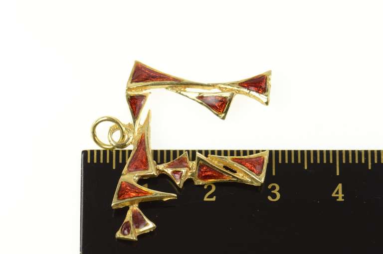 14K Yellow Gold Enamel Chai Hebrew Jewish Faith Symbol Pendant