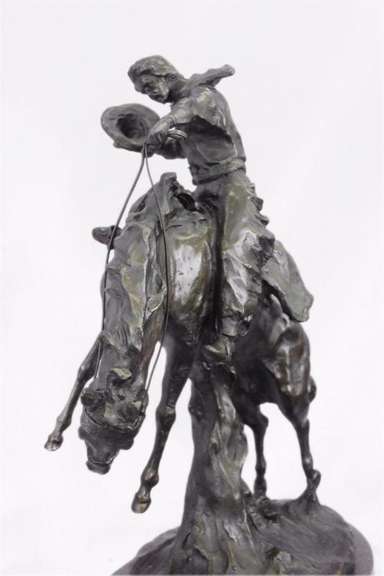 Cowboy with Bucking Horse Bronze Sculpture