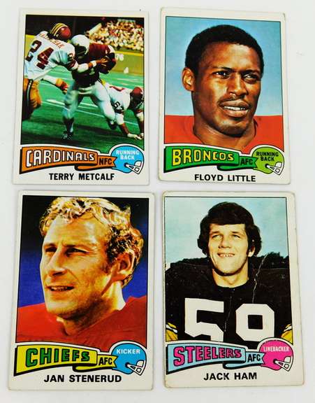 4 Topps 1975 Football Cards, All Greats