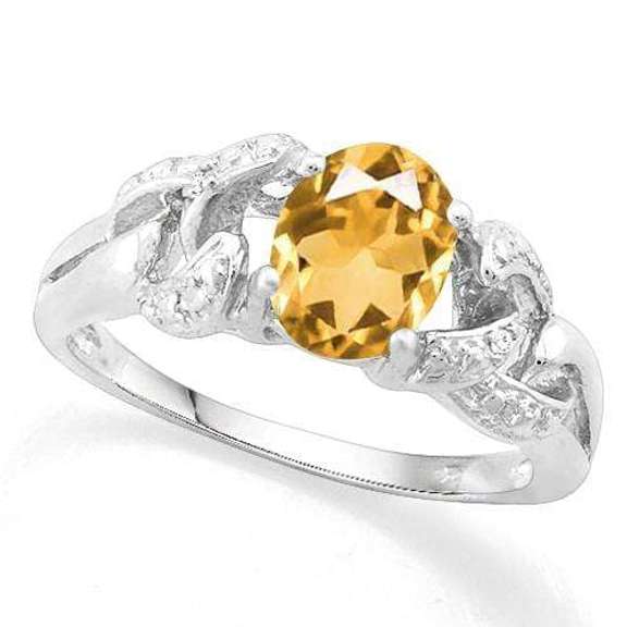 1.10 CT CITRINE & DIAMOND 925 STERLING SILVER RING