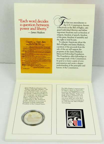 1993 US Mint Bill of Rights .900 Coin & Stamp Set w/COA