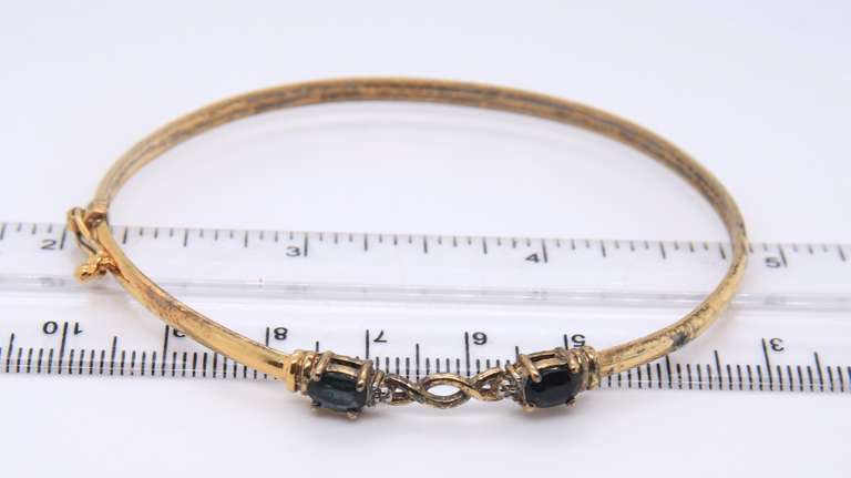 Vintage Sterling Silver Gemstone Bangle