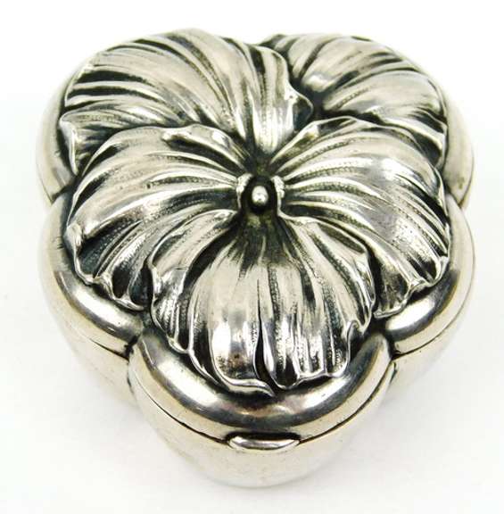 Antique 800 Silver Pansy Box