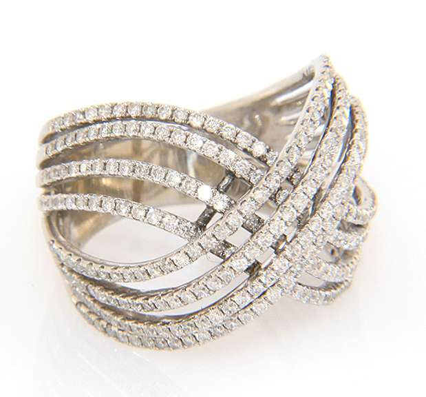 Captivating 18kt White Gold Diamond Multi Row Bypass Ring
