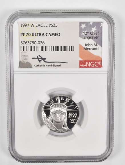 PF70UCAM 1997-W $25 American Platinum Eagle 1/4 Oz Fine Platinum NGC