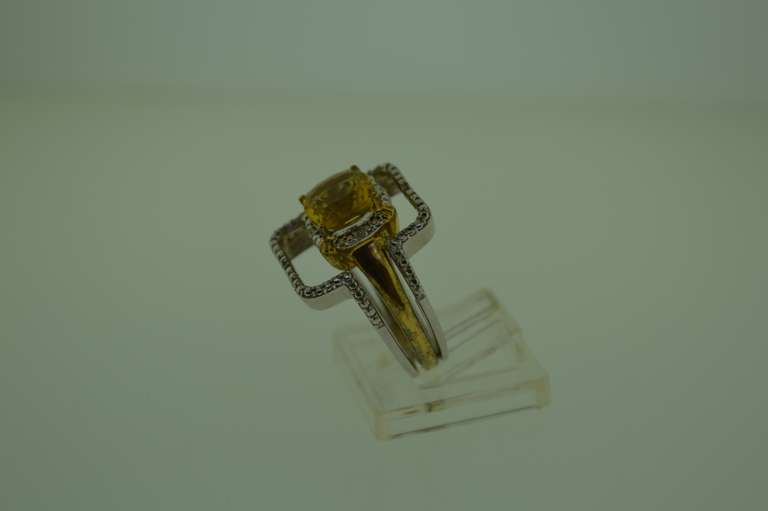 Sterling Silver Cushion Cut Citrine Ring