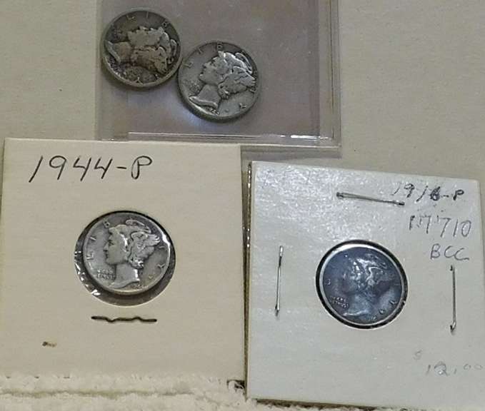4 coins: Sil 90% 1916 etc Merc Dimes