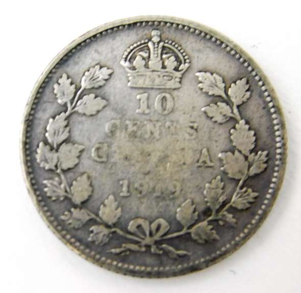 1919 Canada Silver 10 Cent Coin