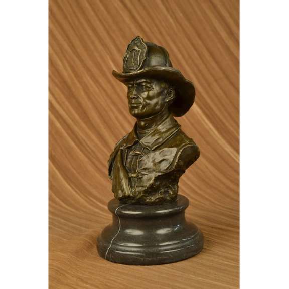 Fireman Fighting Fire in Action Bronze Statue