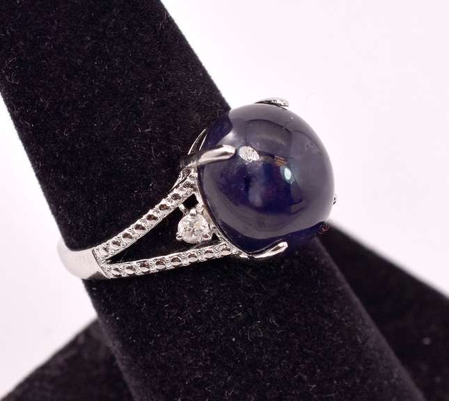 Captivating 9.27CTS Sapphire & 0.11CTW Diamond Ring in Sterling Silver