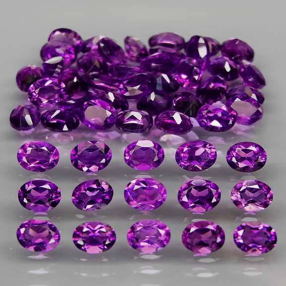 Royal purple! 7.44ct 4x3mm real Bolivian Amethyst set