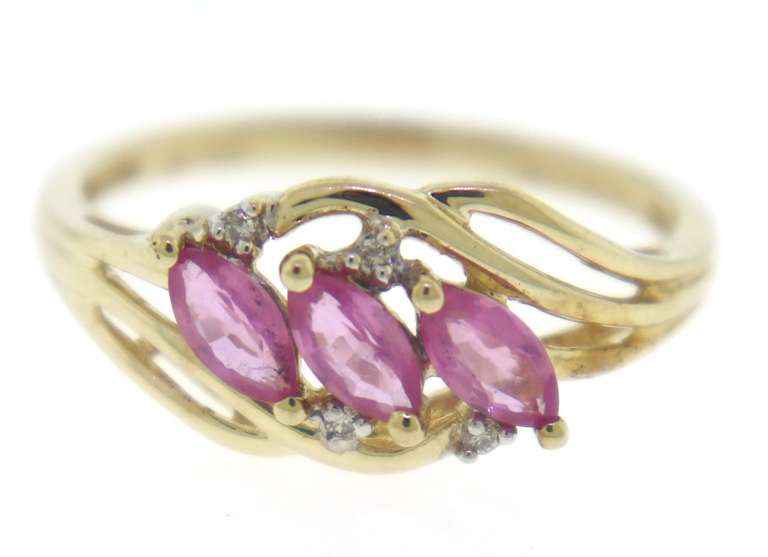 Gorgeous Marquise Pink Topaz & Diamond Accent Ring