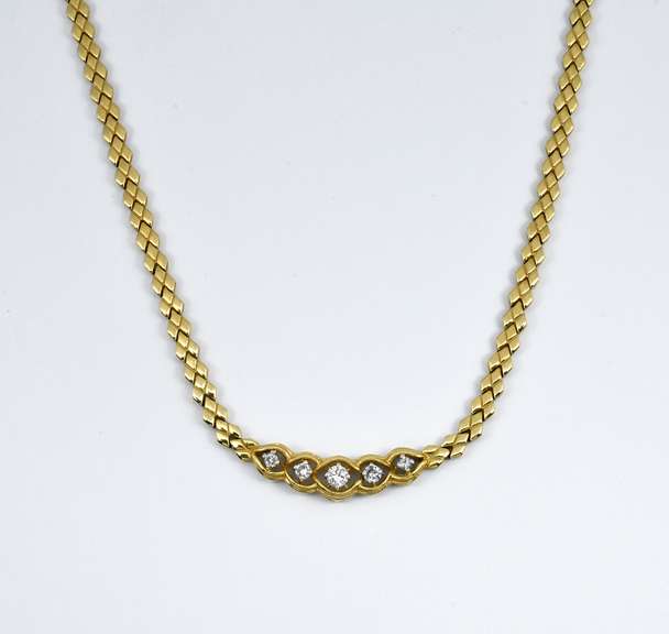 14k Necklace with Diamond Center Panel