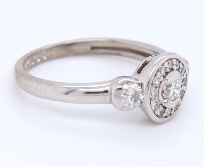 Dazzling  White Gold Milgrain Halo Engagement Ring