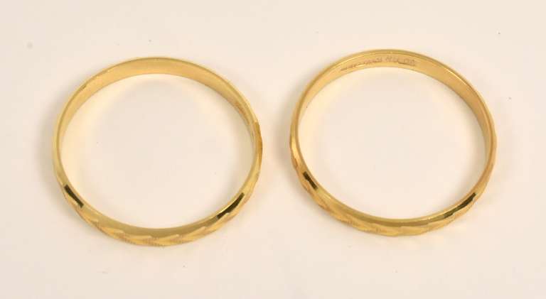 Glittering Matched Pair of 14k Bands