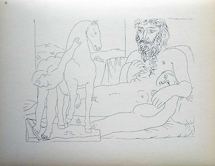 PABLO PICASSO, SCULPTOR, RECLINING MODEL