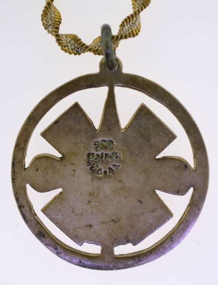 Mexico Sterling Silver Mayan Sun God Pendant With Italian Rope Chain
