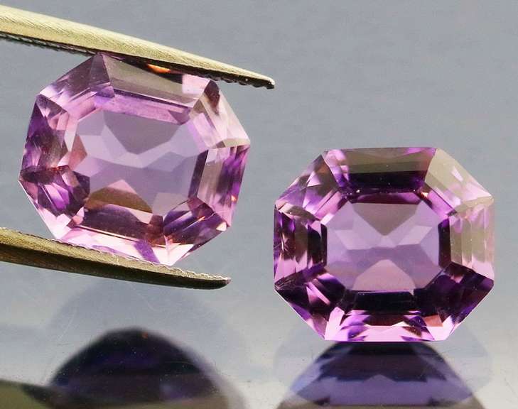 Glittering 3.87ct pink Amethyst pair
