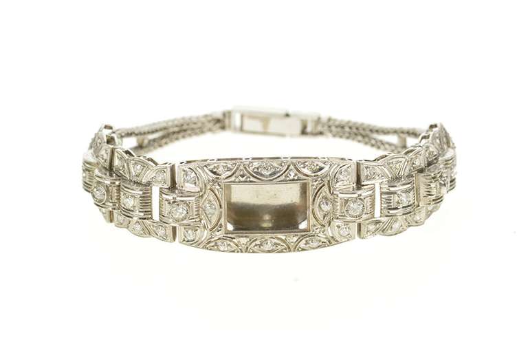 Platinum 1.04 Ctw Art Deco Diamond Watch Case Bracelet