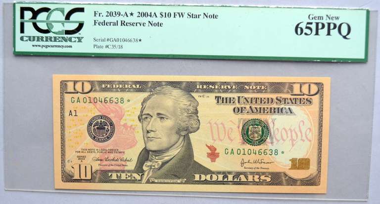 $ 10 2004 A Star FRN Note Gem New PCGS  65 PPQ