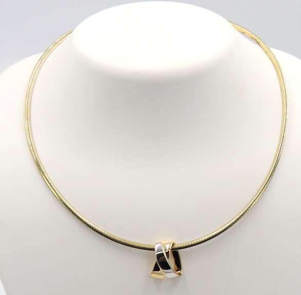 Dreamy 2 Tone Omega Chain with Slider Pendant Necklace